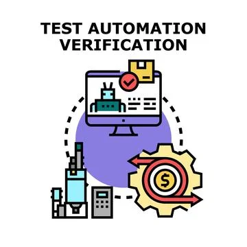 Test automation verification process optimizing industrial production Stock Illustration