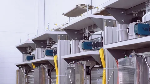 Test benches in the laboratory for the production of microprocessor-based Video stock 104748034