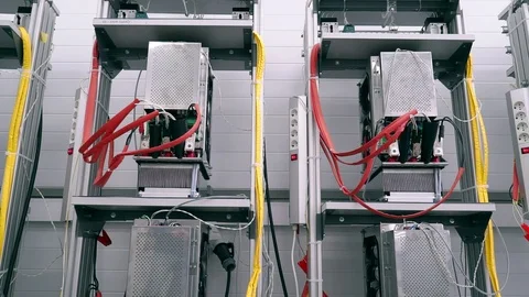 Test benches in the laboratory for the production of microprocessor-based Stock Footage 105292528