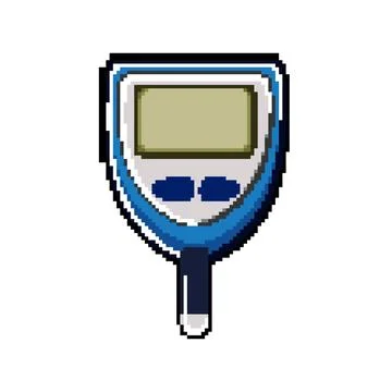 Test blood glucometer pixel art vector illustration 스톡 일러스트