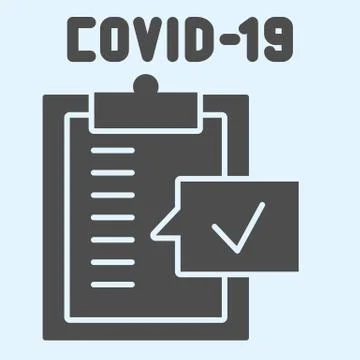 Test board solid icon. Medical checklist report with approved Covid-19 diagnosis Illustrazione stock