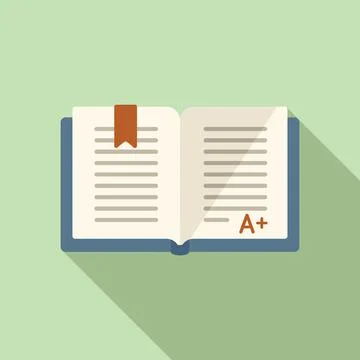 Test book icon flat vector. School exam Stock Illustration