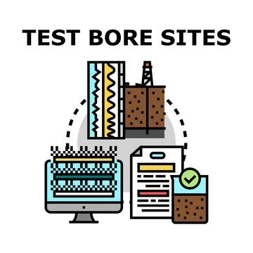 Test bore sites analyzing soil geology and surveying ground Stock Illustration