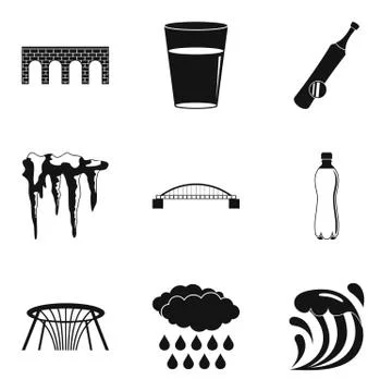 Test of bridge icons set, simple style Illustrazione stock