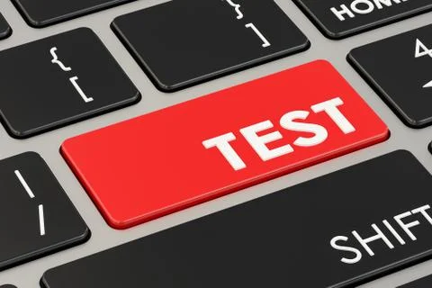 Test button on keyboard, 3D rendering Stockillustratie