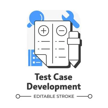 Test case development flat outline concept icon Illustrazione stock