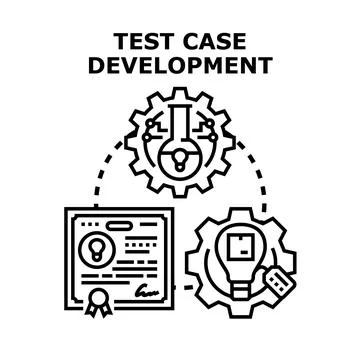 Test case development process implementing quality solution Stock-Illustration