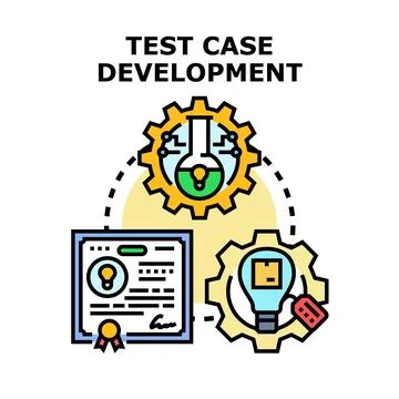 Test case development process implementing quality solution Stock-Illustration