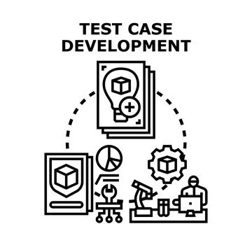 Test case development process for software quality assurance Illustrazione stock