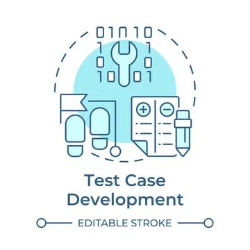 Test case development soft blue concept icon Illustrazione stock