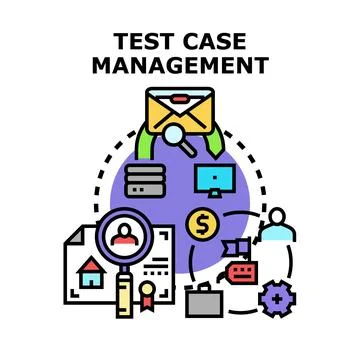 Test case management system development cycle concept Illustrazione stock