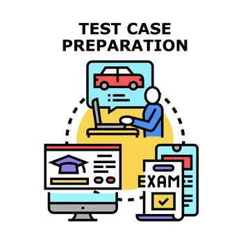 Test case preparation process for digital learning and exam Stock-Illustration