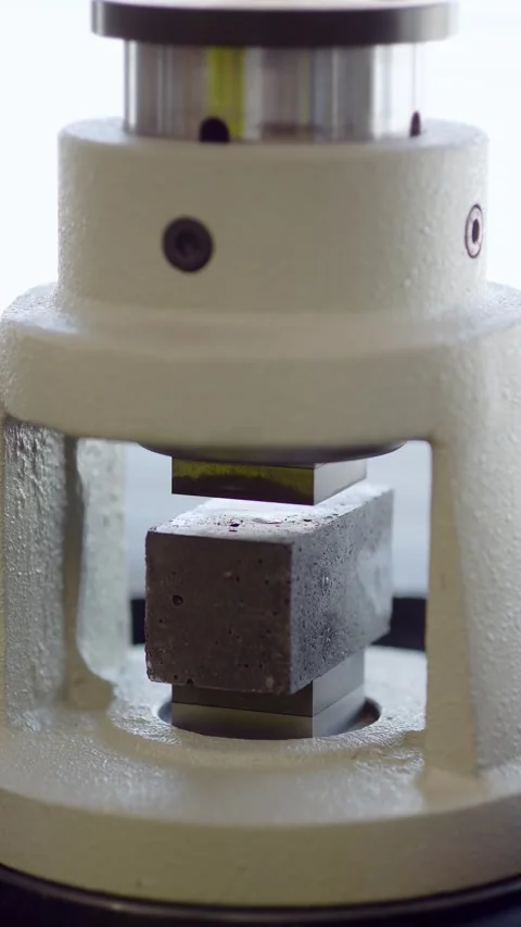 Test of cement compressive strength according to standards Stock Footage 314396117