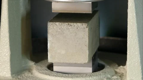 Test of cement compressive strength according to standards, properties of eng Stock Photos