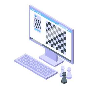 Test chess game icon isometric vector. Scientist expert 스톡 일러스트