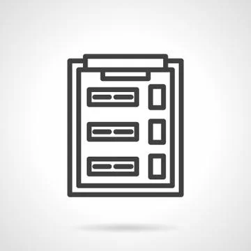 Test clipboard black line vector icon Stock Illustration