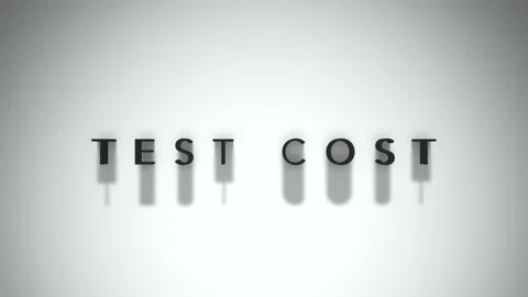 Test cost intro title matte black title set on a white base layer Stock Footage 301837672