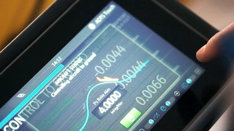 A test device for controlling the speed of a passenger plane in the hands of an Stock Footage 102617735