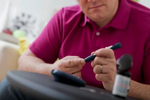 Test for diabetes, man Stock Photos