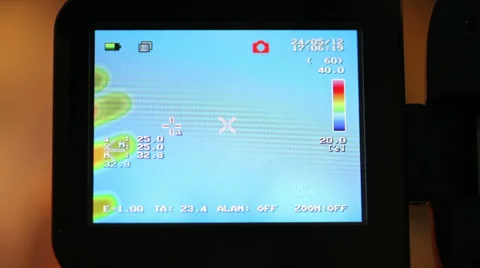 Test of digital infrared thermometer with human hand Stock Footage 35576122