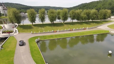 Test drive car in edem resor medical spa Stock Footage 142902740