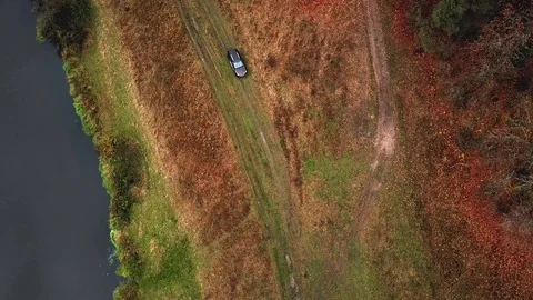 Test drive a car by the river. Stock Footage 105200628