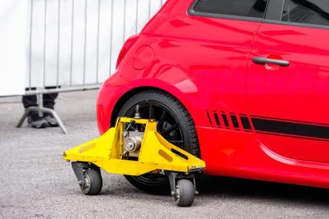 Test drive car wheel dolly skate Stock Photos