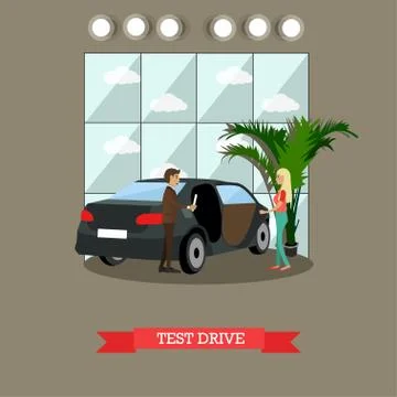Test drive concept vector illustration in flat style Stock Illustration