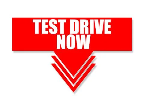 Test drive now with red arrow Stock Illustration