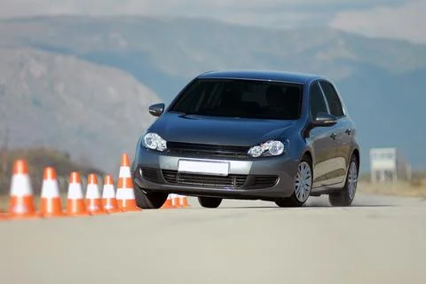 Test driving a car Foto stock