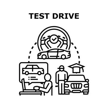 Test driving new car and learning vehicle concept Stock Illustration