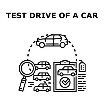 Test driving new car model selection concept Stock Illustration