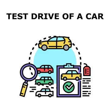 Test driving new car model selection concept Stock Illustration