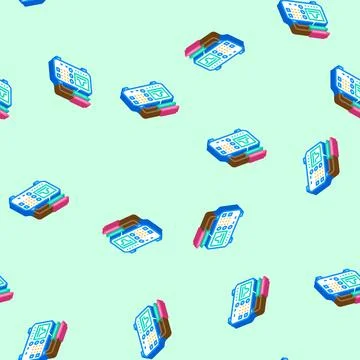 Test equipment tool work isometric icon seamless pattern Stock Illustration