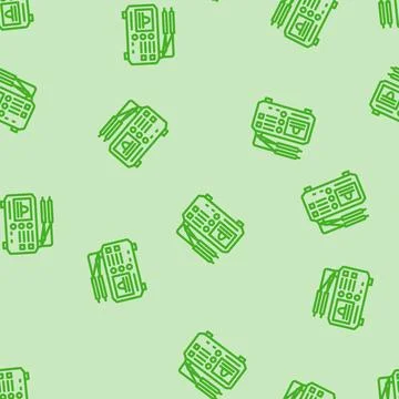 Test equipment tool work line vector seamless pattern Illustrazione stock