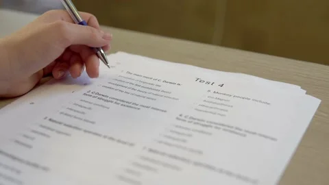 Test exams, taking writing examination, education concept Stock Footage 135539917