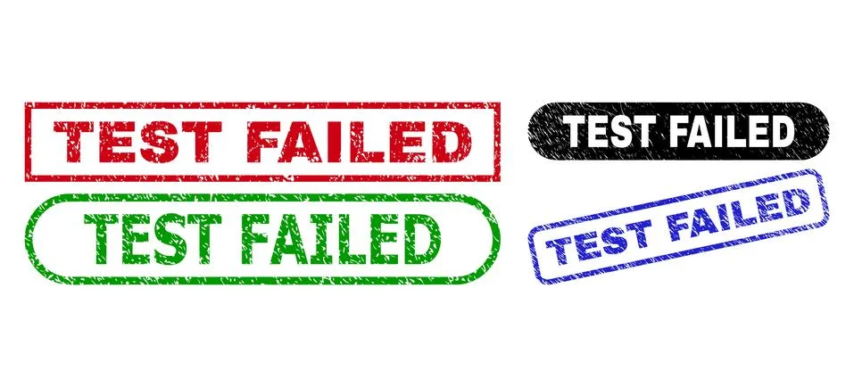 TEST FAILED Rectangle Seals Using Distress Style Stock Illustration