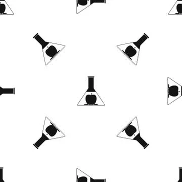 Test flask with apple pattern seamless black Stockillustratie