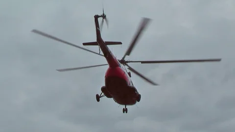 Test flight of MI-8 helicopter aftr repairing Stock Footage 120701520
