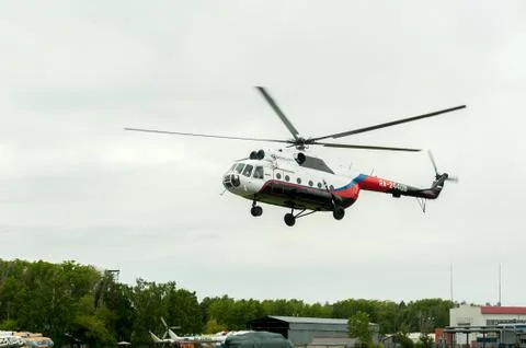 Test flight of MI-8 helicopter aftr repairing Stock Photos