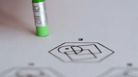 Test with geometric figures, thinking to the right answer Stock Footage 78068556