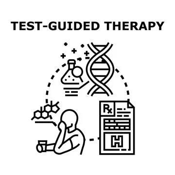 Test guided therapy guiding personalized medical treatment Stock Illustration