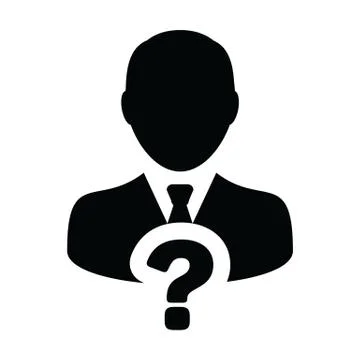 Test icon vector question mark with male user person profile avatar symbol Stock Illustration