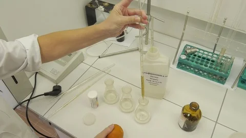 Test laboratory experience in the chemical laboratory Stock Footage 73170358