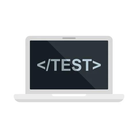 Test laptop icon flat isolated vector Stockillustratie