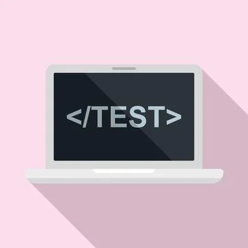 Test laptop icon, flat style Stockillustratie