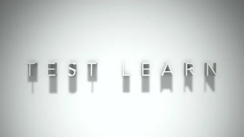 Test learn 3D title animation with shadows on a white background Stock Footage 297457023