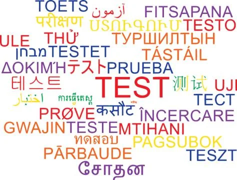 Test multilanguage wordcloud background concept Stock Illustration