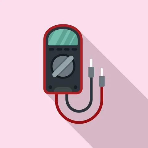 Test multimeter icon, flat style Stock Illustration