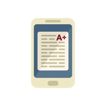 Test online tablet icon flat vector. Training study Stock Illustration